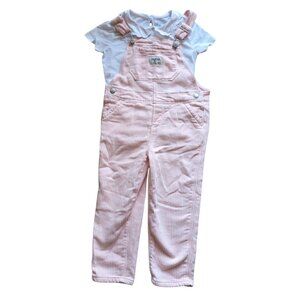 OshKosh B'Gosh Orange Stripped Overalls w/ Collard Shirt Girls Size 5